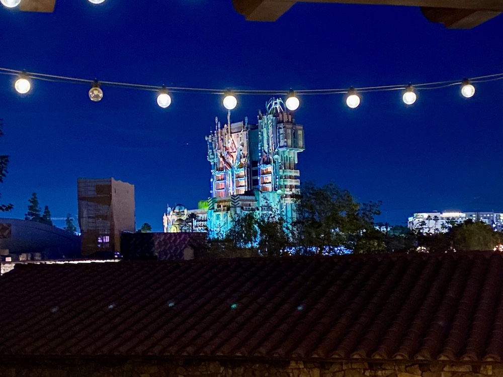 Alfresco Tasting Terrace drink view of Guardians of the Galaxy building