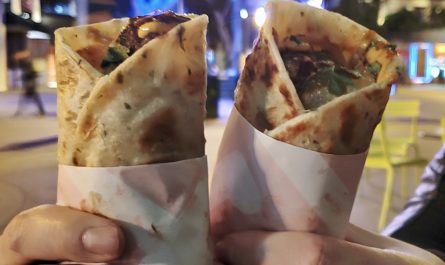 Asian Street Eats in Downtown Disney - scallion pancake wraps