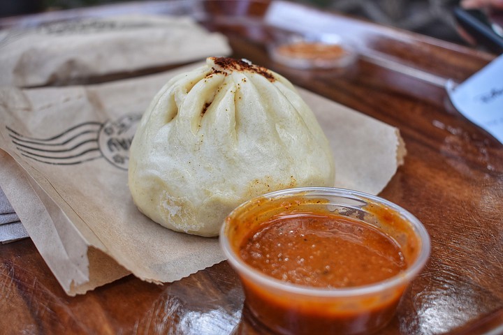 Bao buns at Tropical Hideaway with Rojo Sauce