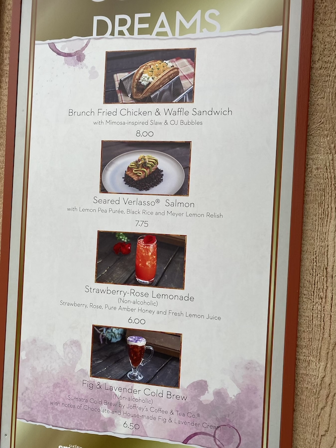 Golden Dreams menu - Disney California Adventure Food & Wine Festival