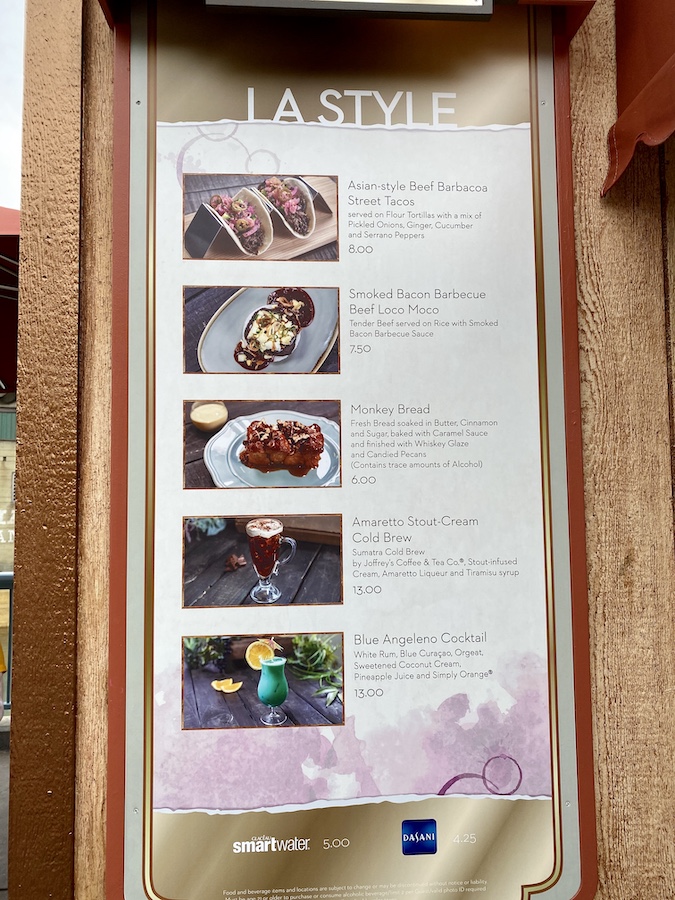 LA Style menu - Disney California Adventure Food & Wine Festival