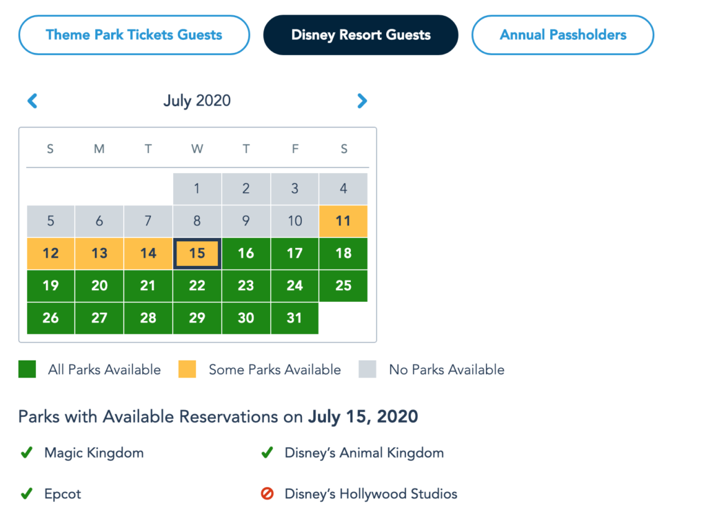 Disney Park Pass Reservation System