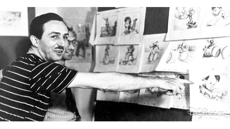 Walt Disney with Pinocchio drawings (source: D23.com)