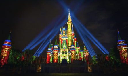 Cinderella at Night with Holiday Projections ©Disney