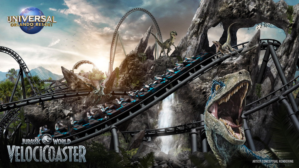 The Jurassic World VelociCoaster poster