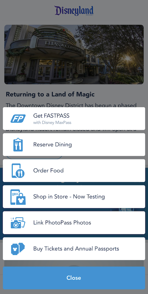 Mobile Checkout in the Disneyland app
