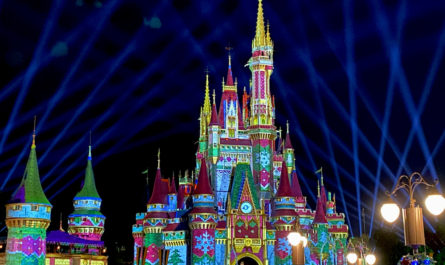 Cinderella Castle holiday projection lights