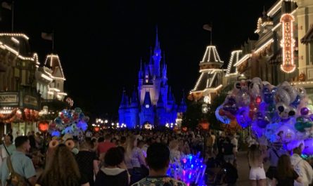 Crowds in front of Cinderella Castle on Main Street (2019)