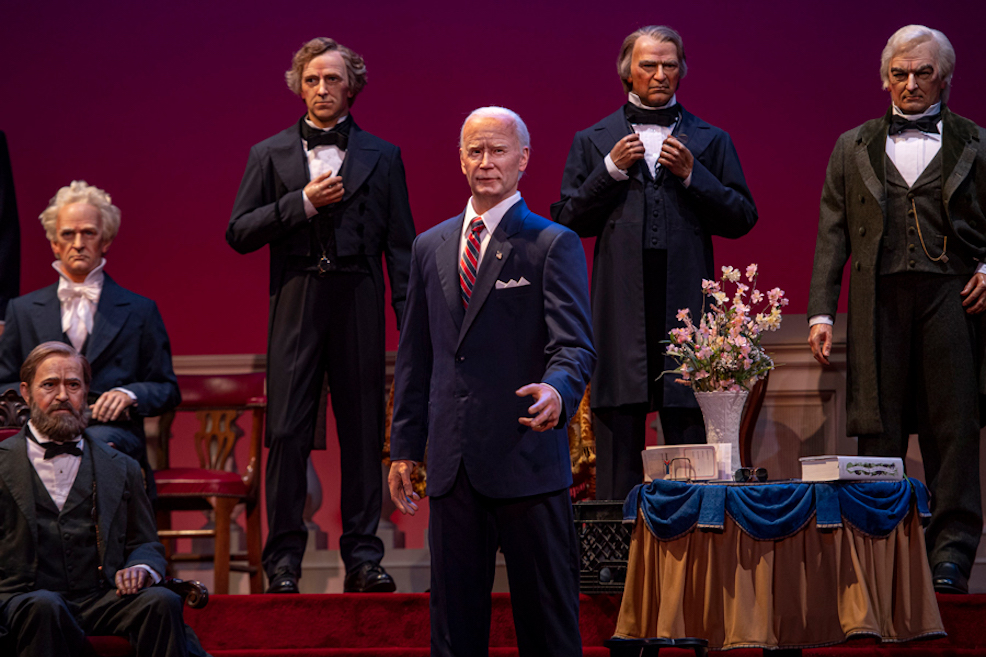 President Biden animatronic in the Hall of Presidents